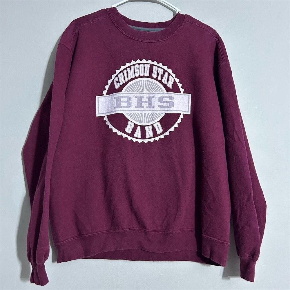 Vintage BHS Crimson Star Band Drumline‎ Mom Sweatshirt Unisex L Red